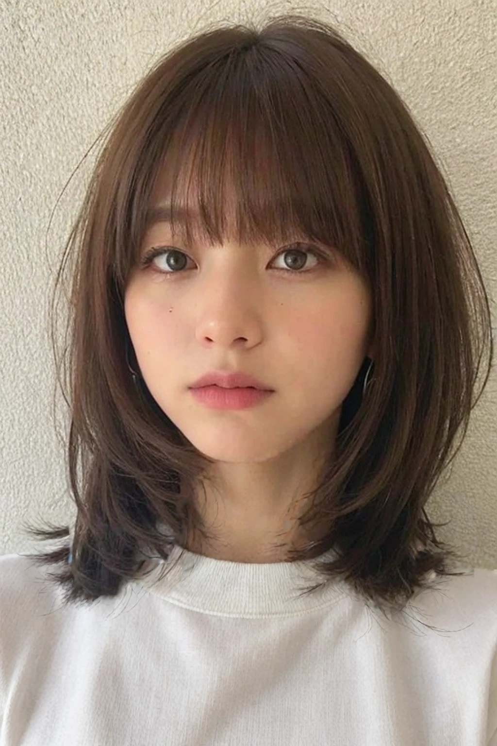 Best Quality, 8k, Masterpiece, (Portrait: 1.3), (photo realistic:1.4), (hyper realistic:1.4), Sharp Focus, looking at viewer, (smoother lighting:1.1), (increase cinematic lighting quality:0.9), realistic lighting, backlighting, light on face, ray trace, (brightening light:1.2), (Increase quality:1.4), sharp detail, (best quality real texture skin:1.4), finely detailed eyes, black_eyes, finely detailed face, 25 year old Korean woman, (crop_top:1.4), (Create an image maintaining the original base model hairstyle:1.5)