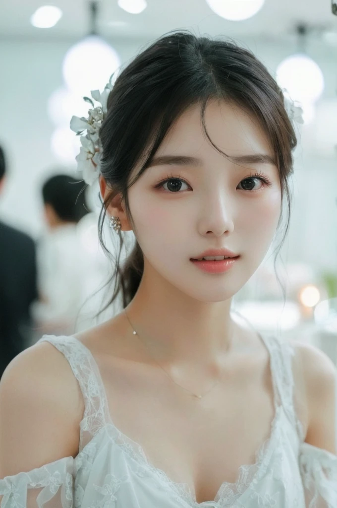 There is a woman taking a photo wearing a dress., A lovely and delicate face, Girl cute beautiful face, Beautiful and delicate face, Jaeyoung Nam, Shin Jinyoung, With a cute - lovely - face, Ulzzang, Beautiful Korean Women, Beautiful young Korean woman, Young and pretty Asian face, Young and adorable Korean face, Korean Girls, One adorable Korean face