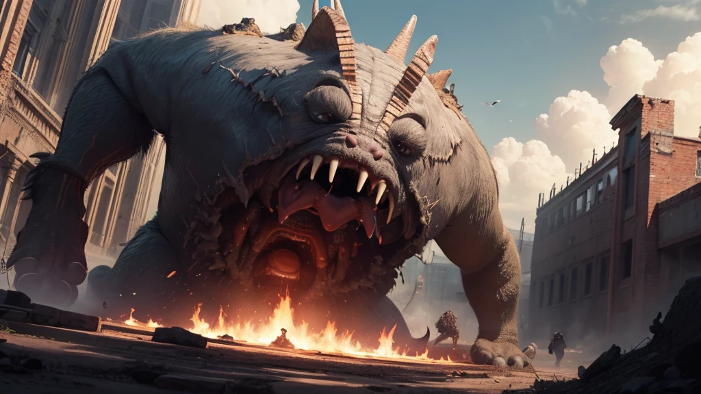 Giant Monsters, Looking up at the sky, sunny, Menacing monsters, Realistic Monsters,Terrifying monsters, A well-formed monster, destruction, Hell on Earth, Super-giant creature, Emanating dignity, Inorganic