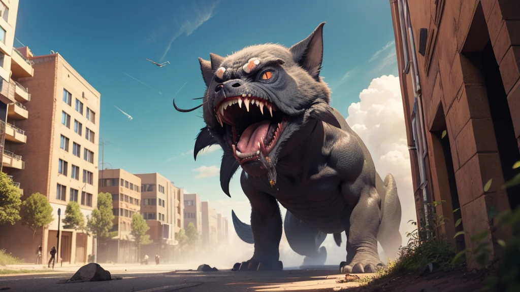 Giant Monsters, Looking up at the sky, sunny, Menacing monsters, Realistic Monsters,Terrifying monsters, A well-formed monster, destruction, Hell on Earth, Super-giant creature, Emanating dignity, Inorganic