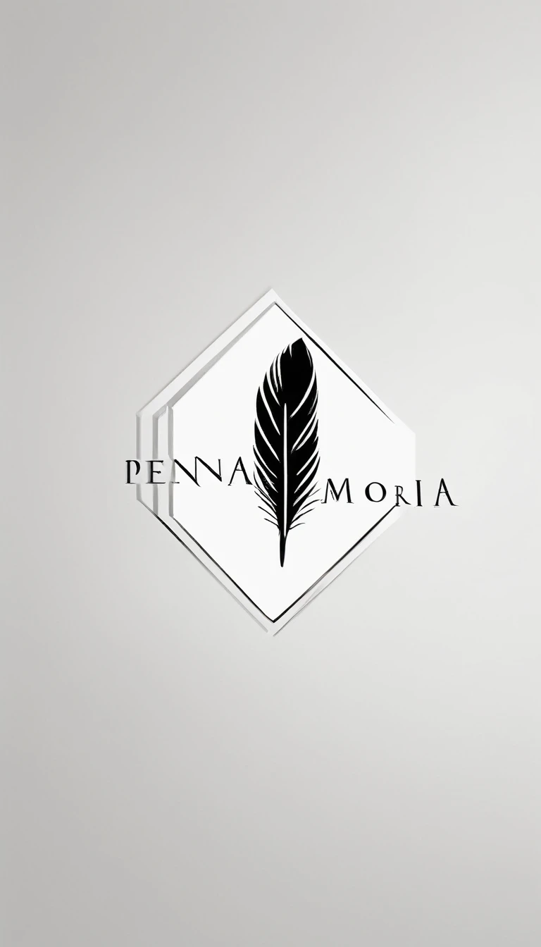 A minimal, modern, simple, cinematic logo design for the brand “Penamemoria". Create a modern, minimalistic, high-quality, logo of a bird feather