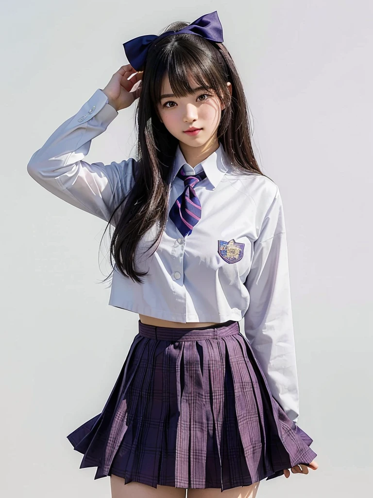 arafed image of a girl in a school uniform posing for a picture, jk uniform, magical school student uniform, magic school uniform, hyperrealistic , school uniform, seifuku, realistic , japanese , a hyperrealistic , beautiful cute high school girl, style , japanese girl , wearing , school girl