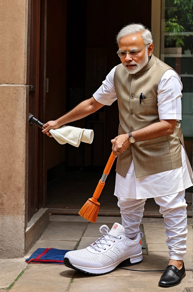 Narendra modi cleaning shoes