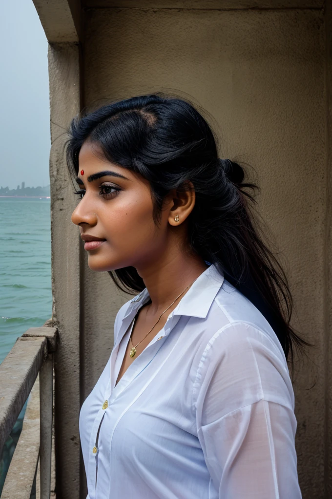 Kerala girl, professional photography, feel  orginal photo, location marine drive 