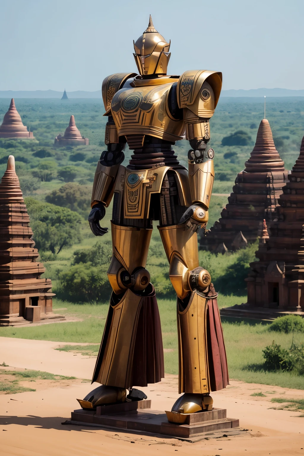 Bagan Temples, Big Jaeger robot standing between the temples