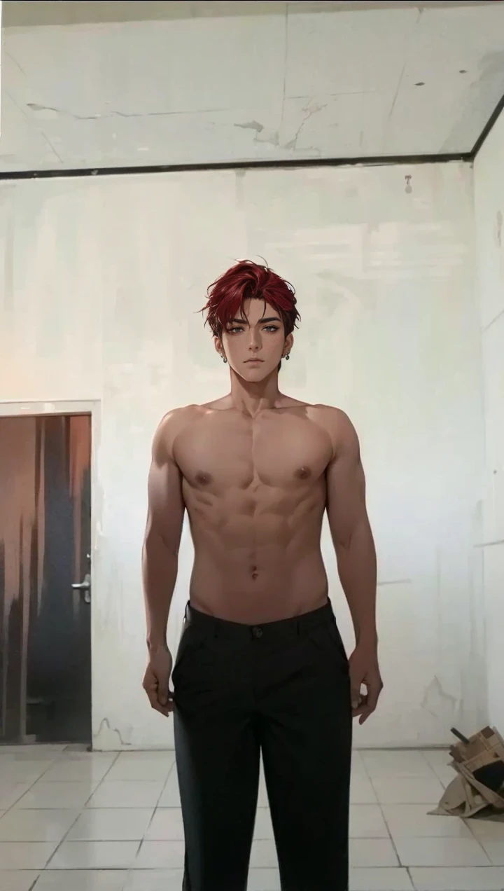 (masterpiece, best quality, highres, ultra-detailed), 1man, male focus, spiky black hair, grey eyes, handsome, detailed eyes and face, male body, earrings, ear piercing, unbuttoned black blazer, white shirt, trousers, bare collarbones, chain necklace, city slums background, by amano akira, full body, cigarette, cigarette smoke, guy smoking,1guy, masterpiece