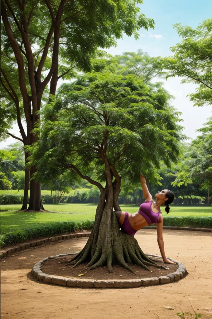 Create a image of save earth and plant tree on yoga day