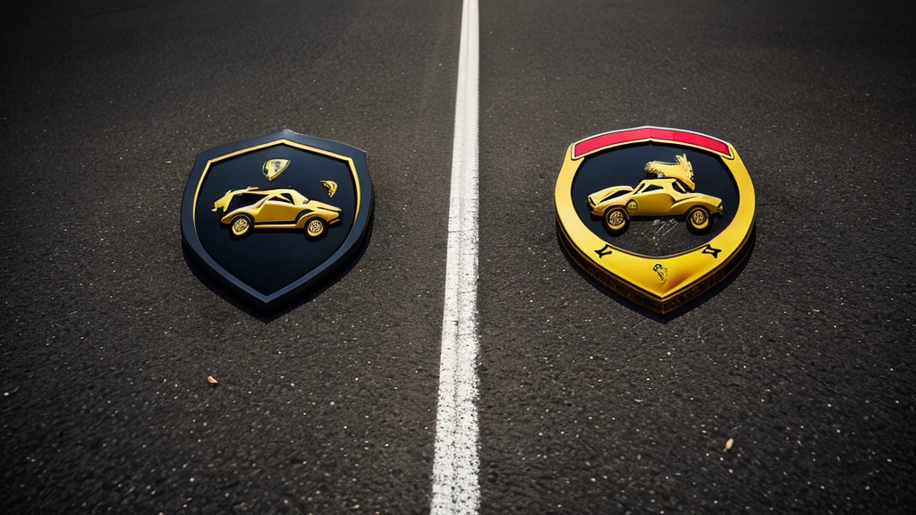 Ferrari logo left side had and Lamborghini logo right side hand
