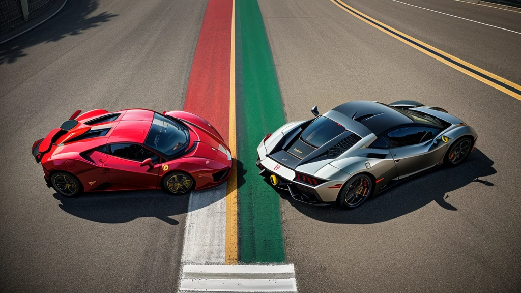 Ferrari logo left side had and Lamborghini logo right side hand