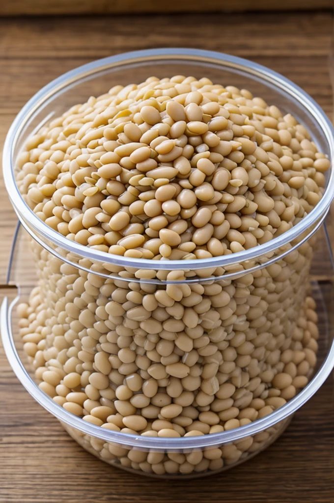 Grow plump, white bean sprouts from mung beans. in plastic box