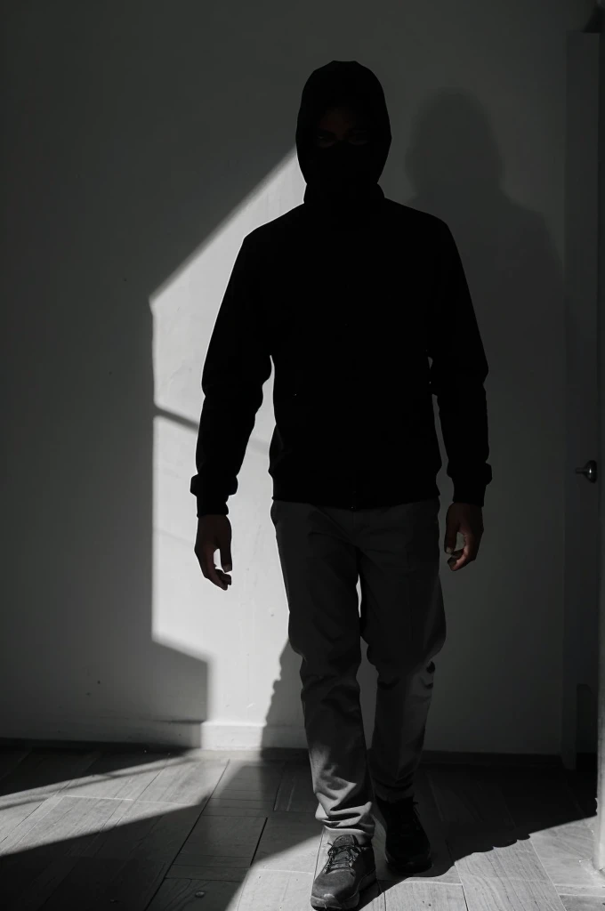 male, faceless , black and white, shadow, no looking camera