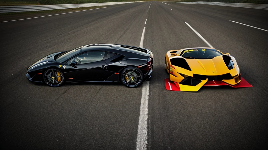 Left hand Ferrari logo and right hand Lamborghini logo