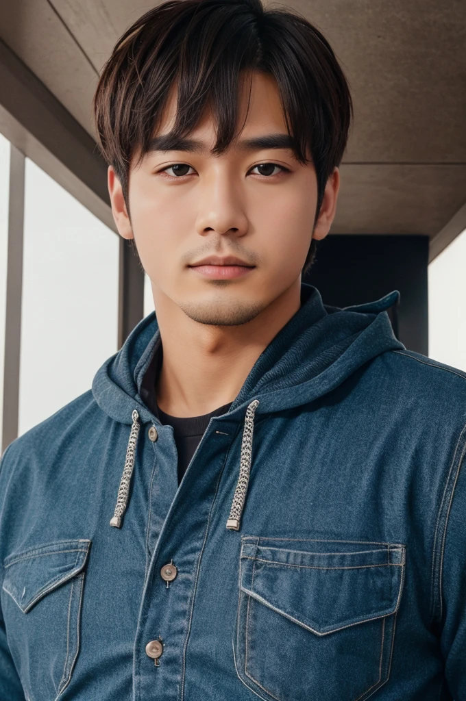 (very high quality image) A man look like very powerful, handsome, cute & inoocent