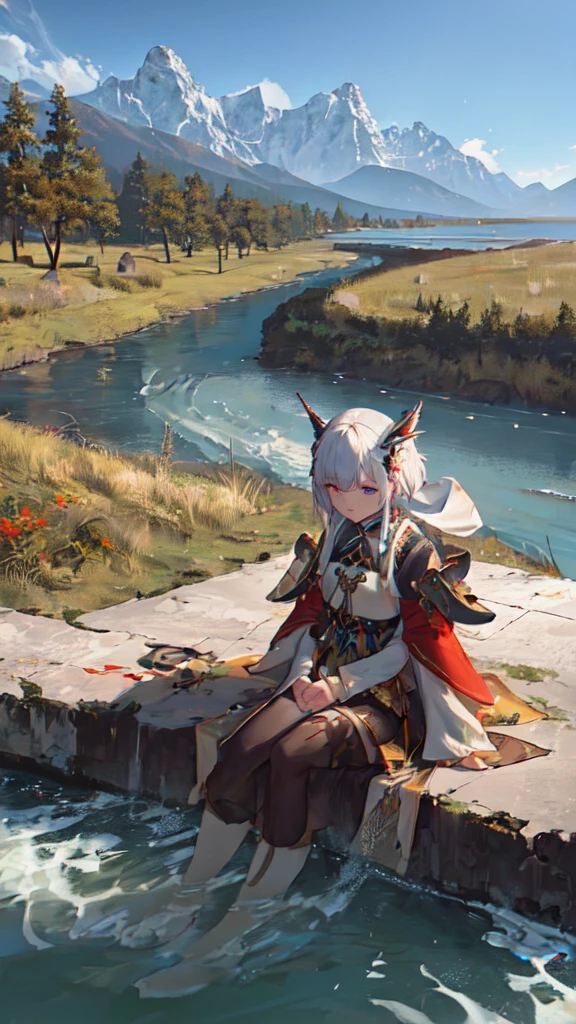 masterpiece, best quality, high quality, extremely detailed CG unity 8k wallpaper, scenery, outdoors, sky, cloud, day, no humans, mountain, landscape, water, tree, blue sky, waterfall, cliff, nature, lake, river, cloudy sky,award winning photography, Bokeh, Depth of Field, HDR, bloom, Chromatic Aberration ,Photorealistic,extremely detailed, trending on artstation, trending on CGsociety, Intricate, High Detail, dramatic, art by midjourney