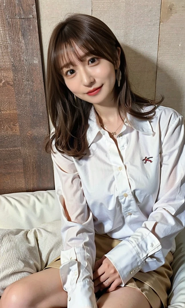 ((Silk collared shirt、Are standing、Medium Hair、服の上からでもわかるBig Breasts、Both hands are in front of the belly button、A photo of panties visible through a short polo shirt、Roll up your shirt with your hands、She is wearing a white polo shirt and luxurious white panties.、:1.4))、In the living room、Cream Hair Color、Her huge breasts are obvious even through her clothes...、Small earrings、Light brown hair color、:1.4))、Shiny Hair、Light beige hair color、Background Blur、Light brown hair、{{Cowgirl Shot}}、((Close-up shot from the waist up、Big Breasts:1.4))、Big Breasts、にっこりsmile、服からでも分かるBig Breasts、Cowboy Shot、素敵なsmile、((Revealing clothing))、Full body photo、ring、Tuck your hair behind one ear、Silver Necklace、smile、Caustics、Highly detailed photos、Big Breasts、Super no makeup、(8K、RAW Photos、Highest quality、masterpiece:1.2)、(Realistic、Realistic)、1 Girl、((Big Breastsショートヘア、Looking into the camera:1.4))、Hair blowing in the wind