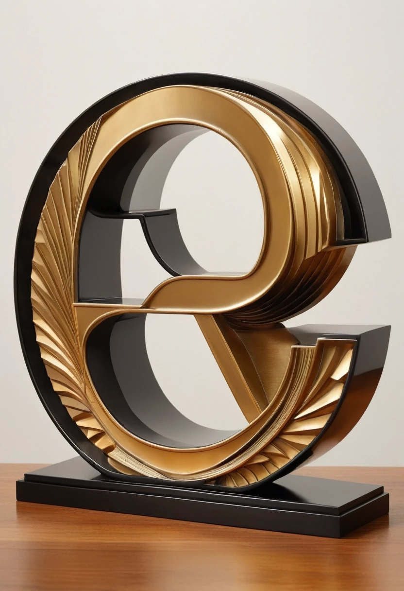 Art Deco design,Three-dimensional English letter sculpture,Abstraction,Modern Style,Luxury and luxury、(((5,000 yen)))