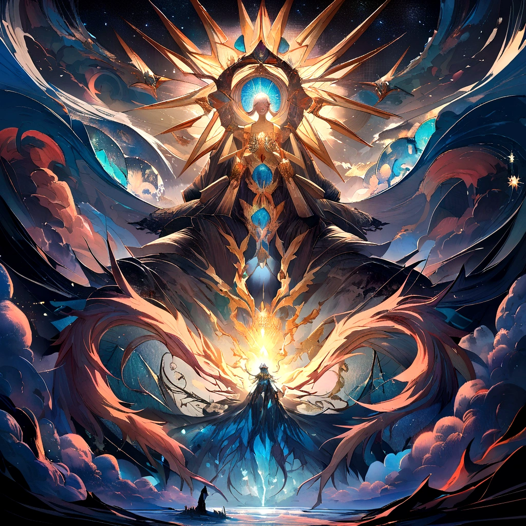 Qi Tian Great Sage，Make a big fuss about the Heavenly Palace，A visual feast blooming on a dark background。The mysterious sky represented by oil painting art，wild and，The soul is struck in him。The image is full of passion and struggle，High details reveal the creative exploration of abstract souls。Dive into it，Experience a wonderful and dark world。