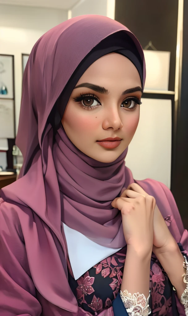 A picture of the artist Madiha Kamel wearing a veil