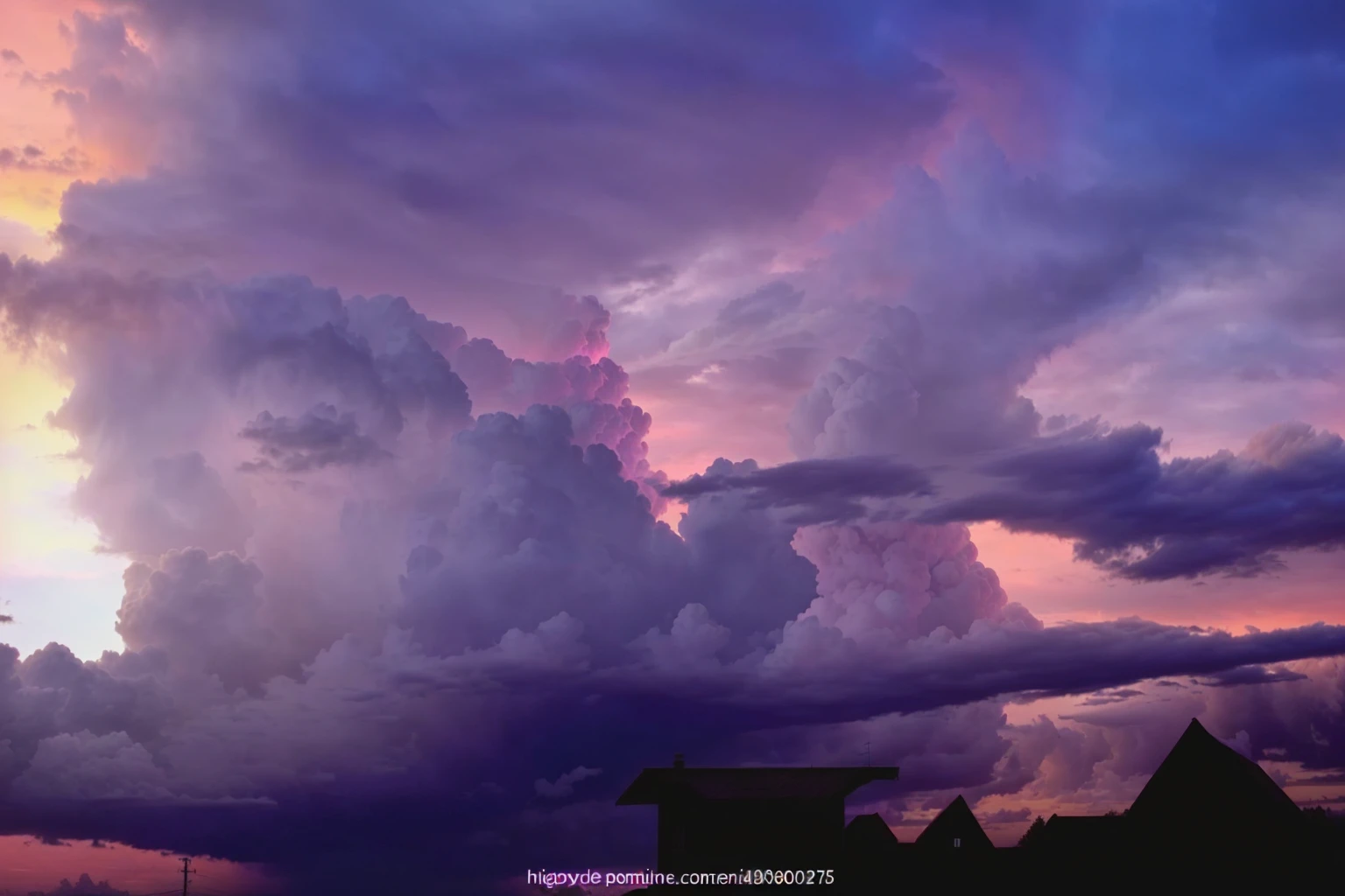 a wooden cottage in a dramatic sky, dramatic clouds, pink storm clouds, dramatic sky, purple sky, vibrant sky, atmospheric clouds, beautiful purple sky, dramatic pink clouds, evening storm, evening storm, canon eos 5d, canon eos 5d, deep purple clouds