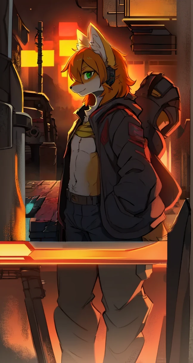 a cyberpunk fox girl, fursona art, 1 girl, detailed facial features, beautiful detailed eyes, beautiful detailed lips, extremely detailed face, longeyelashes, cyberpunk jacket, dynamic pose, futuristic cyberpunk city, neon lights, glowing details, digital painting, concept art, anime style, 8k, highly detailed, photorealistic, volumetric lighting, cinematic lighting, vibrant colors, atmospheric, moody, inspired by Toshiyuki Inoue