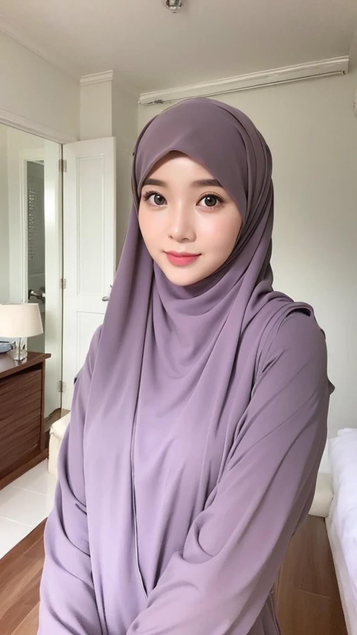 Beautuful Women、hijab, indonesian, a room、selfee、White Room、cute face、Vanrak Ayyans appears、1 girl, stylish