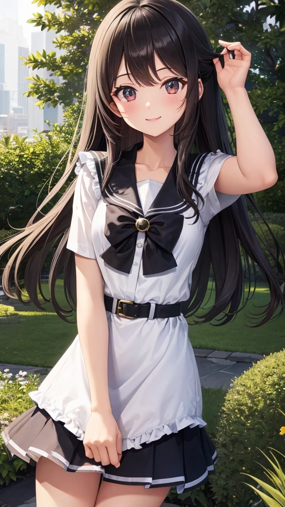 ((Highest quality)), ((masterpiece)), (detailed),
Running black-haired girl、youth、Sailor suit、fine、bright、smile、Speed