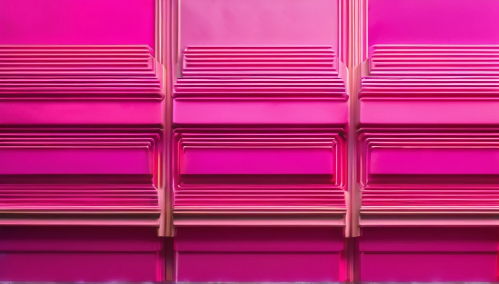 Create an abstract image full of subliminal messages with the intention of being fascinated and obsessed with the color pink.