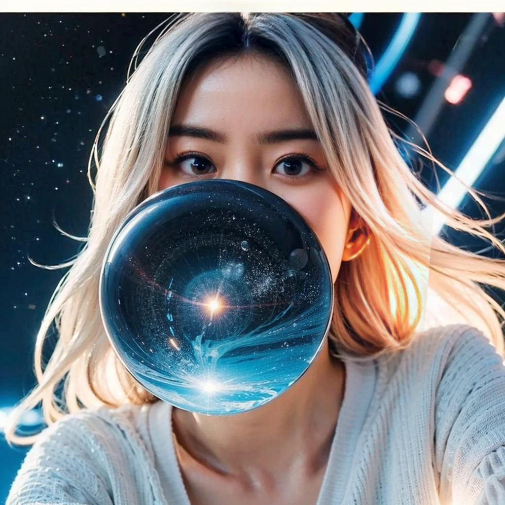 Masterpiece, Top Quality, Illustration, Super Detailed, Finely Detailed, High Resolution, 8k Wallpaper, Perfect Dynamic Composition, Beautifully Detailed Eyes, Lolita in the Galaxy, Floating in Outer Space, Frilly Skirt, ( Black hair 1.2), (huge breasts: 1.1), cleavage, nice pose, sneers, outer space, 18 year old girl, nice, (cute: 1.3), (beautiful: 1.5), sexy looking at camera shot, sideways glance, glare, moody, downer, cool, boyish, looking sleepy, smile, portrait,