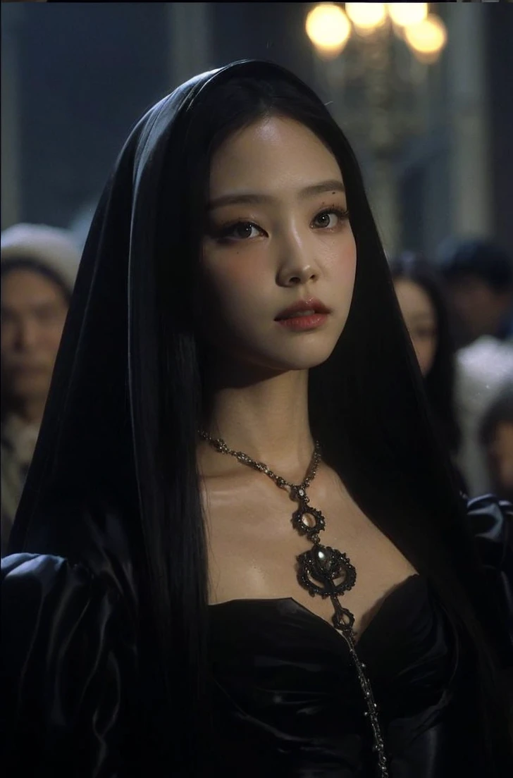 A close-up of a woman with long black hair, Wonyoung de IVE, Portrait of Wonyoung from IVE, Wonyoung de IVE, Jang Wonyoung de IVE, South Korean popular makeup, Wonyoung de IVE, Retrato Wonyoung IVE, pastel pink skin tone, Wonyoung de IVE, Popular Korean makeup