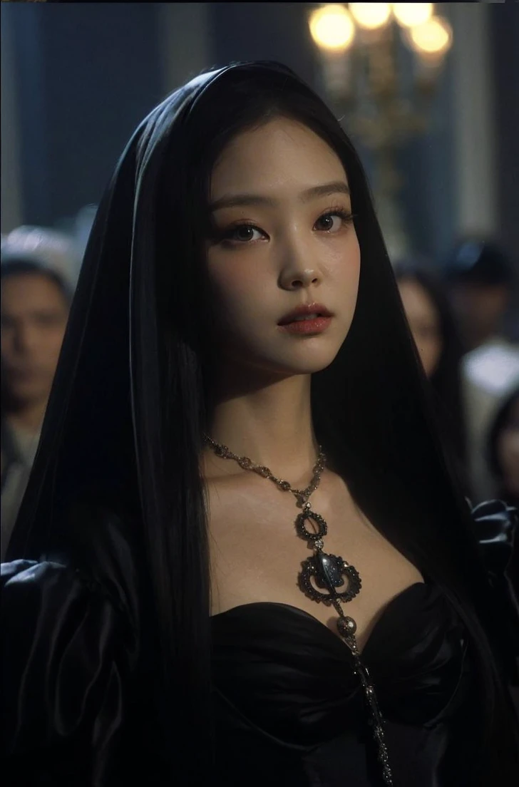 A close-up of a woman with long black hair, Wonyoung de IVE, Portrait of Wonyoung from IVE, Wonyoung de IVE, Jang Wonyoung de IVE, South Korean popular makeup, Wonyoung de IVE, Retrato Wonyoung IVE, pastel pink skin tone, Wonyoung de IVE, Popular Korean makeup