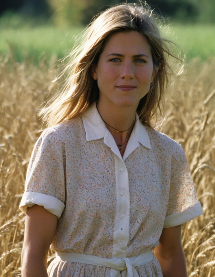 Cinéma brut et franc, (ohwx femme) portrait dans un champ, 16mm, ((couleur remarquable)), (ultra réaliste)