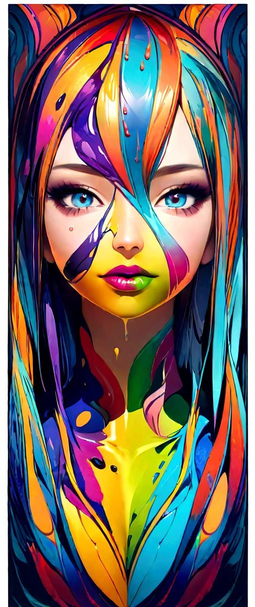 (masterpiece, top quality, best quality, official art, abstract aesthetic),solo,(1girl),(upper body|full body),a woman with colorful lipstick,psychedelic dripping colors,small breasts,best of behance,inspired by Alberto Seveso,smooth digital artwork,behance art,stunning digital art,beautiful acrylic fluid portrait,cgsociety saturated colors,photorealistic digital arts,trending digital art,surrealistic digital artwork,glossy digital painting,exquisite digital fashion photography,uhd,