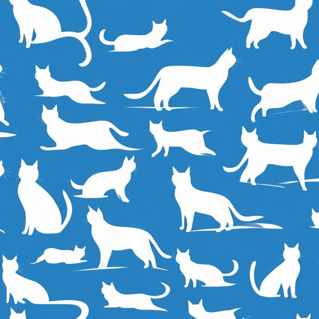 logo white cat, background blue