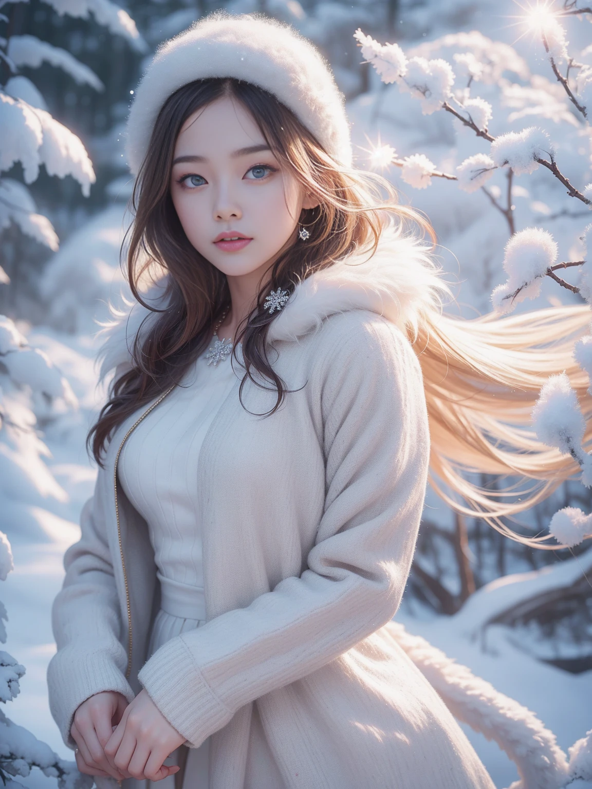 (RAW Photos:1.2), (Realistic:1.4), (Highest quality:1.4), (Ultra-high resolution:1.2), (Very detailed:1.3), (Hmph:1.2), (Cinema Lighting:1.3), (eye), (Yuki:1.2). ), Cute fox, Are standing, (3/4. Portraiture: 1.2), (Hairy tail: 1.2), (Soft fur: 1.2), (Moe: 1.2), (Looking at the audience), (Innocent look), (Soft Light), (dreamy), (dream: 1.3), (Mysterious: 1.3), (magic: 1.2), (Snowflake: 1.2), (Winter Wonderland: 1.3), (Whimsical: 1.2), (fun: 1.2), bust, alone
