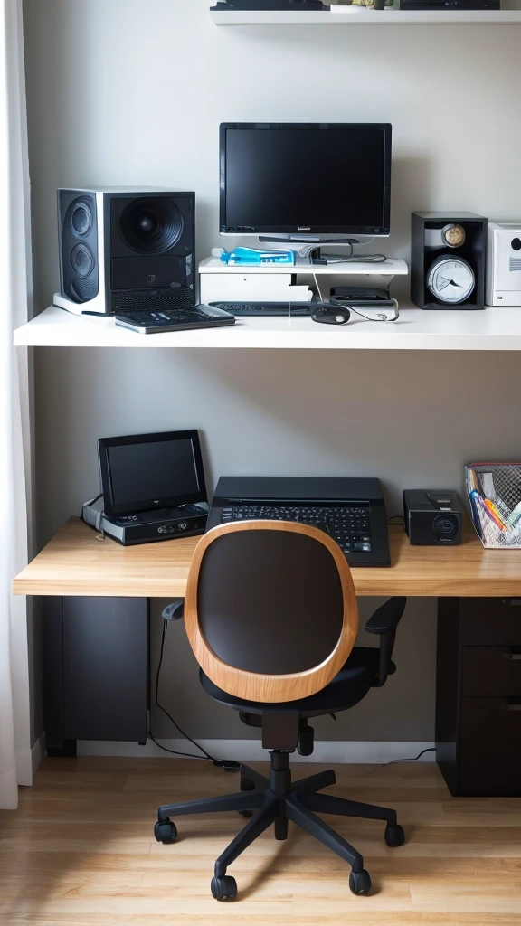 There is a computer in a modern and stylish room.