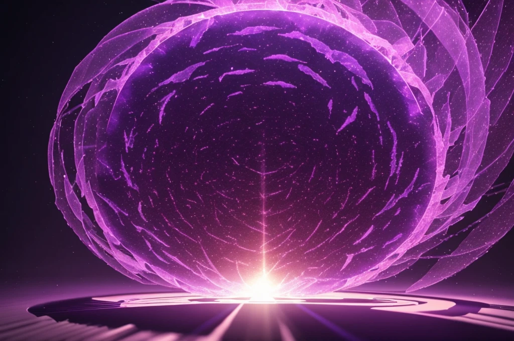 A round bacterium breaks apart，Image of a beam of light coming out of bacteria，Purple，Octane Rendering，C4D，HD