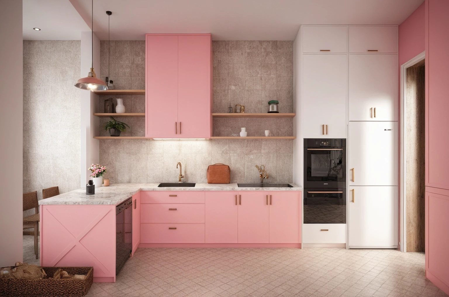 Raw photo,Masterpiece, high quality, White tones combined with pink tones
, best quality, authentic, super detail, interior, indoors, bedroom style modern , (daylight:1.1), vivid colour, (realistic:1.2).