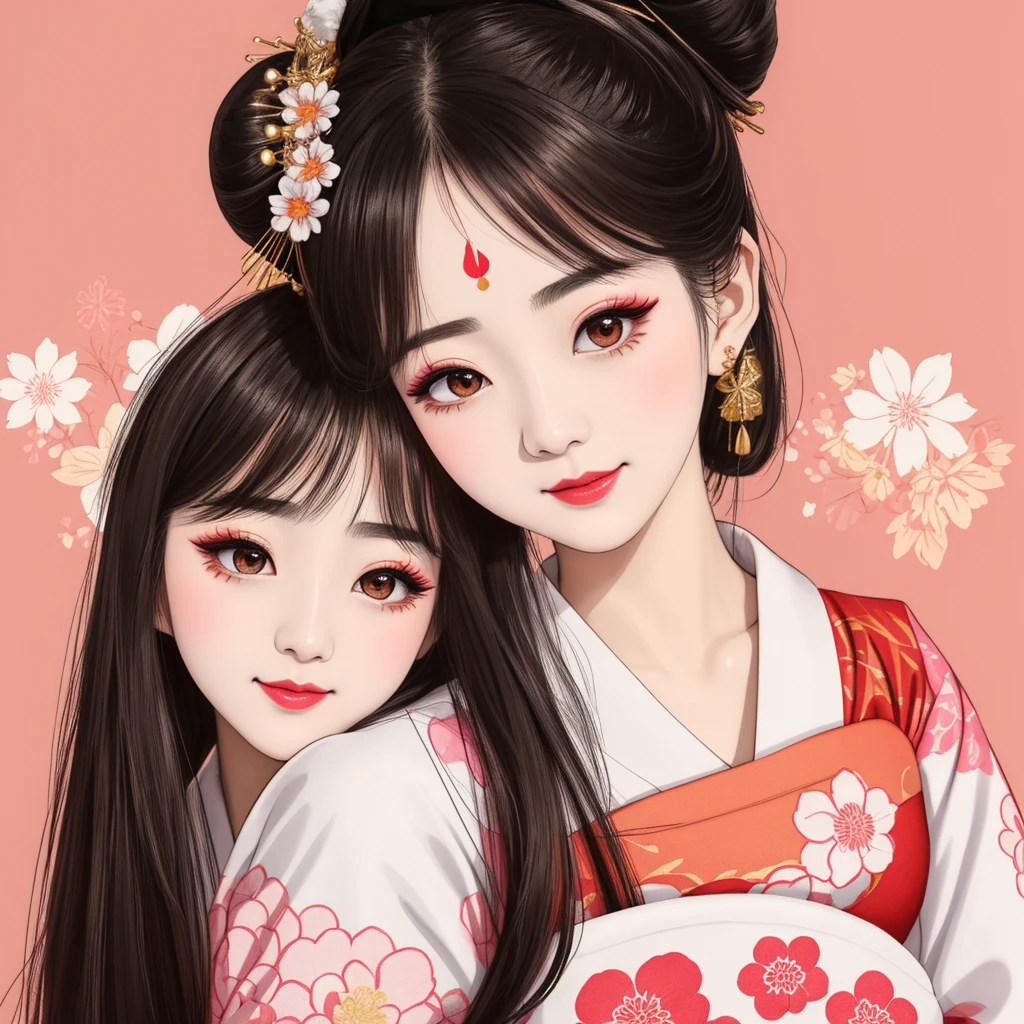 Each has a different expression2People and sisters、(2 girls)、⦅Dancing traditional arts with grace)、((Big Breasts、Small Face、Not exposed))、Highest quality、masterpiece、(Black Hair、Bun Hair)、Brown Eyes、⦅Wide angle、Angle from above the waist、雑誌の表紙のPause、Their gazes are different, staring into the distance⦆、(8K High Quality、masterpiece、High resolution、Realistic and beautiful light and shadow、(Highest quality)、(High Resolution)、(Very delicate and beautiful)、(Beautiful 8k face)、(With a smile、Beautiful eyes)、(Clear skin)、(Soft hair)、(8Head to Body)、(A Japanese style yukata kimono with red, pink and orange floral patterns on a white background, interspersed with gold powder、Wearing a yukata2Beautiful Japanese girls)、((Tanabata decoration background))、((Small Face))、(arms up)、Thin and small nose、(Red lipstick)、(Make your cheeks red)、(Glossy skin)、((Ink painting style))、Very thin eyebrows、Overall ultra-high image quality、(She is wearing maiko-style makeup.)、Whitening、Long and beautiful eyelashes、Glowing Skin、(Red cheeks),Straight nose、masterpiece、Highest quality、whole body、 Eyebrows visible through hair、Bun Hair、Grin、Gal、コGal、Viewer's Eyes、Plaid、Stylish、woman、fine、Pause、
Waiting to start
