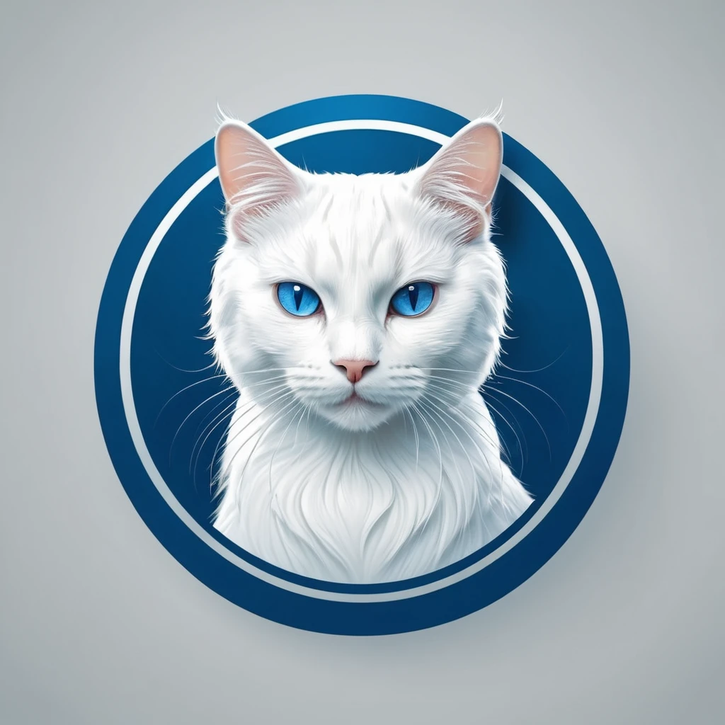 logo white cat, background blue