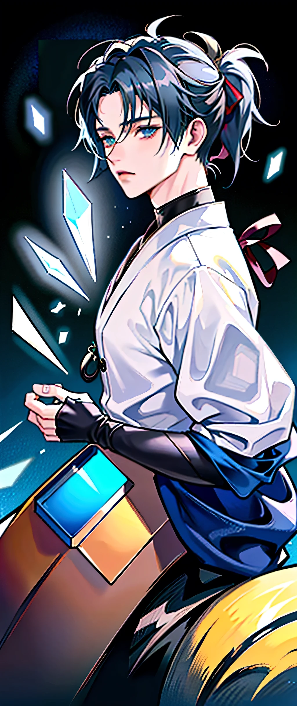 a closeup of a person with a blue and black background, kakashi, kakashi Hatake, 4K anime style, epic anime style, Naruto Artstyle, shinobi, Trigger anime artstyle, Badass Anime 8K, anime cover, mystic ninja, Anime Wallpaper 4k, anime wallpapers 4k, Anime Wallaper, profile photo 1024px
