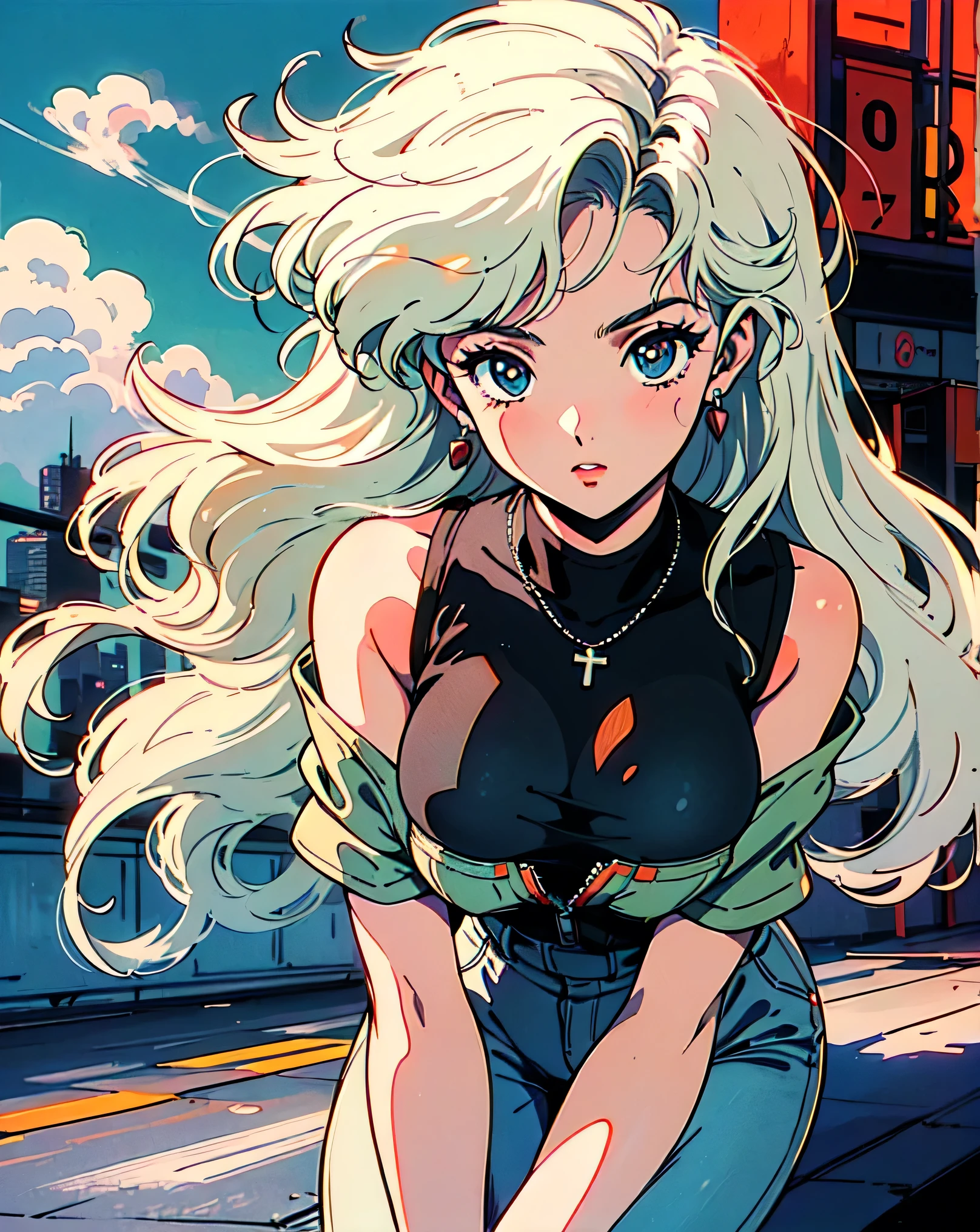 (80's, retro, dark fantasy:1.5), (album cover), (masterpiece, best quality, intricate detail), (anime, illustration), (pastel colors:1.3), best photo pose, dynamic angle,
girl, solo, smile, stuffed belly knight girl, berserk anime, female knight, chubby woman