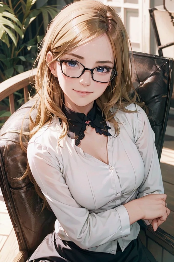 Masterpiece, 最high quality, high quality, High resolution, high quality texture, high quality shadows, High resolution, Beautiful details, Detailed CG, Detailed Texture, Realistic representation of face, Realistic, colorful, delicate, Cinematic Light, Side light, Lens flare, Ray Tracing, sharp concentrated, (1 Girl,concentrated:1.3), ( Intricate details, compensate, PureErosFaceV1:0.5), (細部まで美しいdelicateな顔, 緻密で美しいdelicateな瞳, Perfect Facial Proportions, Dense skin, Optimal ratio of four fingers to one thumb,Unified 8k wallpaper, Arms under chest, Modest chest, Wide Hips, Smooth upper abdomen, 30 years old, blue eyes, glasses,cabin attendant uniform,white blouse,tight fitting black skirt,black stockings, excellent secretary ,working as a secretary, wooden desk, wooden chair, house wife, the gaze of true love, lips of temptation, A look full of compassion ,a smile full of love, i love you, Acting lovey-dovey, air fortress hair, blonde hair, I love you so much I'm crazy,i love you