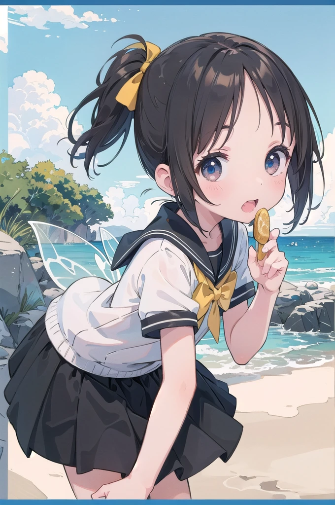 actor、ちいさなスーパーIdol、shy person、Tan Skin、(10歳のgirl)、(Beachで泳いだり)、(School Uniform)、(Sheer uniform)、(Laughing)、((Highest quality、8k、masterpiece:1.3))、girl、White Dress:1.1、Cute girl、Primary school students、Young Girl、(Flat Chest)、(Small breasts)、(((Acup)))、bust75centimeter、Idol、Droopy eyes、yellow、Small and delicate body、Slender、Super detailed face、(Big eyes:1.2)、Make your eyes clearer、double eyelid、Ultra-high resolution,、Wide forehead、No makeup、Realistic eye and facial details, Perfect teeth alignment、Perfect eyes and a perfect mouth、スクールSwimwear、Bloomers、1girl、Gravure pose、ponytail、Charm、髪をかき上げながら笑顔でWink、Beach、mini skirt、gold、Beautiful Supermodel, Dark Eyes、Wink、Swimwear、bikini、slender、(Acup)、Fairy、ballerina、Shiny satin fabric、Pool Party、Perfect Face、Perfect Eyes、Narrow waist、ribbon、beautiful girl、(Short Hair)、ribbonの髪飾り、Garter Ring、マイクロbikini、(masterpiece), Beautiful Face, 、 Beautiful Eyes, Black Hair, very cute, 8 Life-size,8k resolution, elegant, Approaching perfection, A stunningly beautiful (1girl:1.1), Ultra-high resolution, Best Quality, Small round face, Big eyes, Highly detailed face and eyes, Slenderの, Thin thighs, Make your legs thinner,
