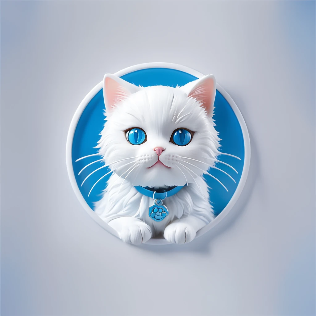 logo white cat, background blue