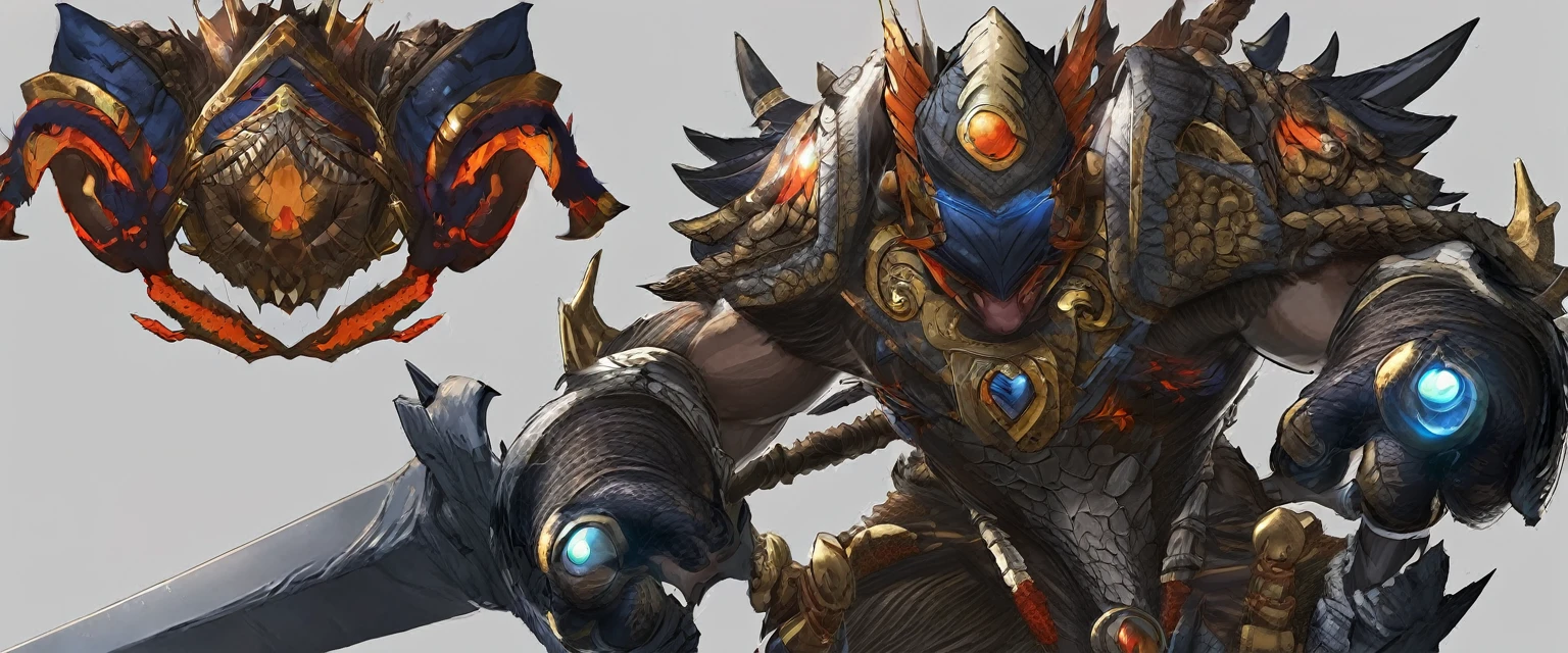 Cyclops, monster hunter concept art, one eye, armor, excellent concept art, detailed, intricate detail, muscle, capcom