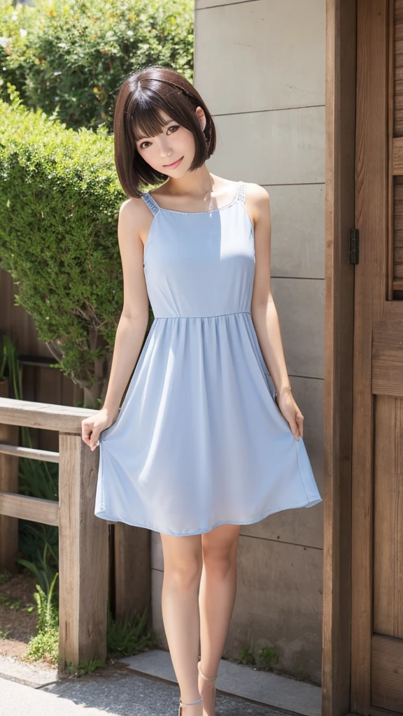 Japanese、woman、clear、Short Hair、Camisole dress