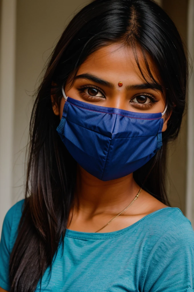 Indian girl wearing mask 