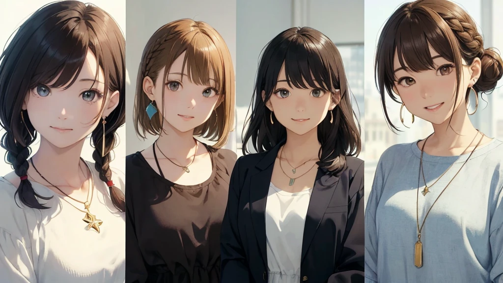 The background is the city、Skyscraper、Night view(Highest quality、masterpiece、High resolution)、(Sargent-style watercolor)、(Anime Art)、、((Right beside、Female Profile、))、(Detailed depiction of a beautiful face)、Suit jacket、Long sleeve tops、A kind smile、Medium Short Hair、Dark Brown Hair、Braiding、、
information(Highest quality:1.2)、Very detailed、High resolution、masterpiece:1,2、Bright colors、Bokeh、Professional Lighting、Physically Based Rendering、Flat Color:0.8、Great illustrations、Realistic:1.37、Makoto Shinkai style、Name Style、Light Brown Hair、Elegant update、Short Bob、Three young women in casual clothes、Laugh together、Dynamic poselip、cheek(Dark Brown Hair/)bangs、cheek(direction)、(最高masterpiece1.2)繊細なイラストVery detailed、Break Blue Sky、Detailed Background、20-year-old female、、A shy smile、Through clenched teeth、Through clenched teeth、lip、cheek(Flat Color: 0.8)、(masterpiece: 1,2)、(masterpiece: 1,2)、High resolution、超High resolution、Highest quality、High resolution、Ultra-thin illustration、Makoto Shinkai style、Your name is style、Long Hair、Short Bob、necklace、Earrings、Dynamic pose、Selfie、whole body、Brown Hair、Braiding、Hair Bun、ponytail・Hair Bunスタイル、necklace、Valletta、ribbon、Earrings・アニキュア,。