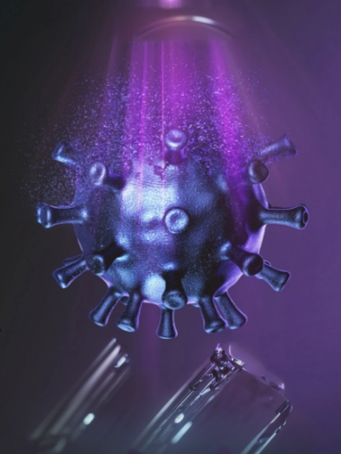 Close-up of a halo appearing on a mobile phone screen, poster of corona Virus, Virus, V-Ray, V-Ray, dreamy painting of coronaVirus, coronaVirus, V-Ray, Rendering Corona, 3d matte illustration, 3 days 8 hours, c4d”, RNA biological weapons, author:Ni Yuanlu