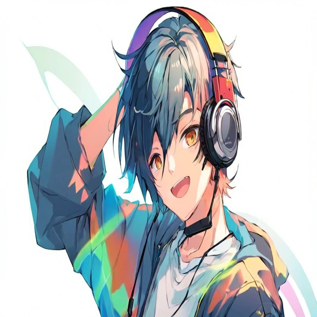 A gamer anime boy with headphones,